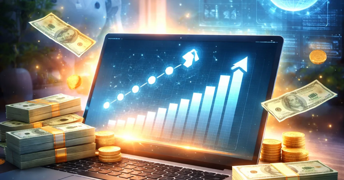 AI se paise kaise kamaye laptop money growth online earning concept