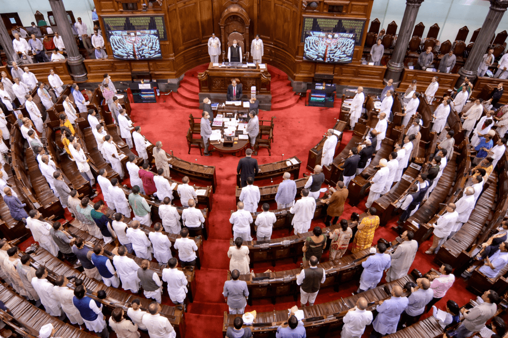 राज्यसभा चुनाव 2026 के दौरान संसद के उच्च सदन का दृश्य