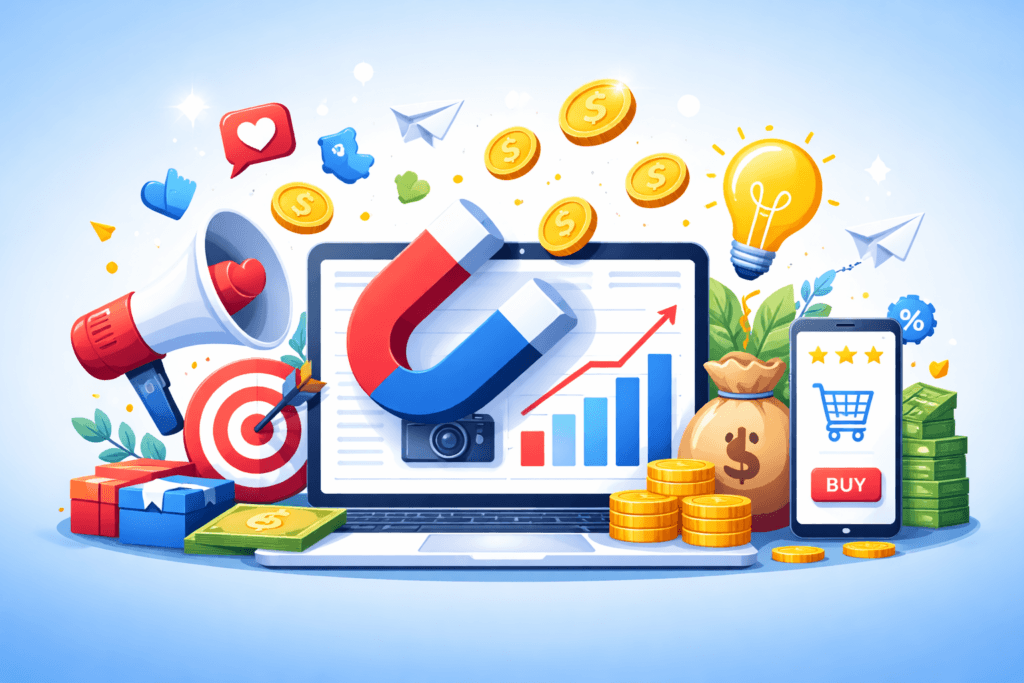 affiliate marketing kya hai concept illustration online earning system