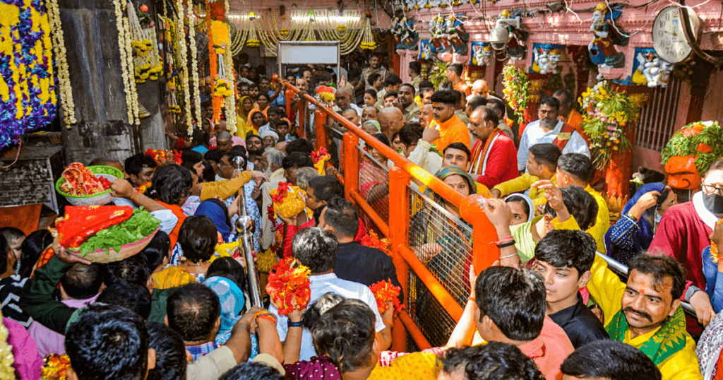 Chaitra Navratri 2026 temple crowd devotees puja darshan India